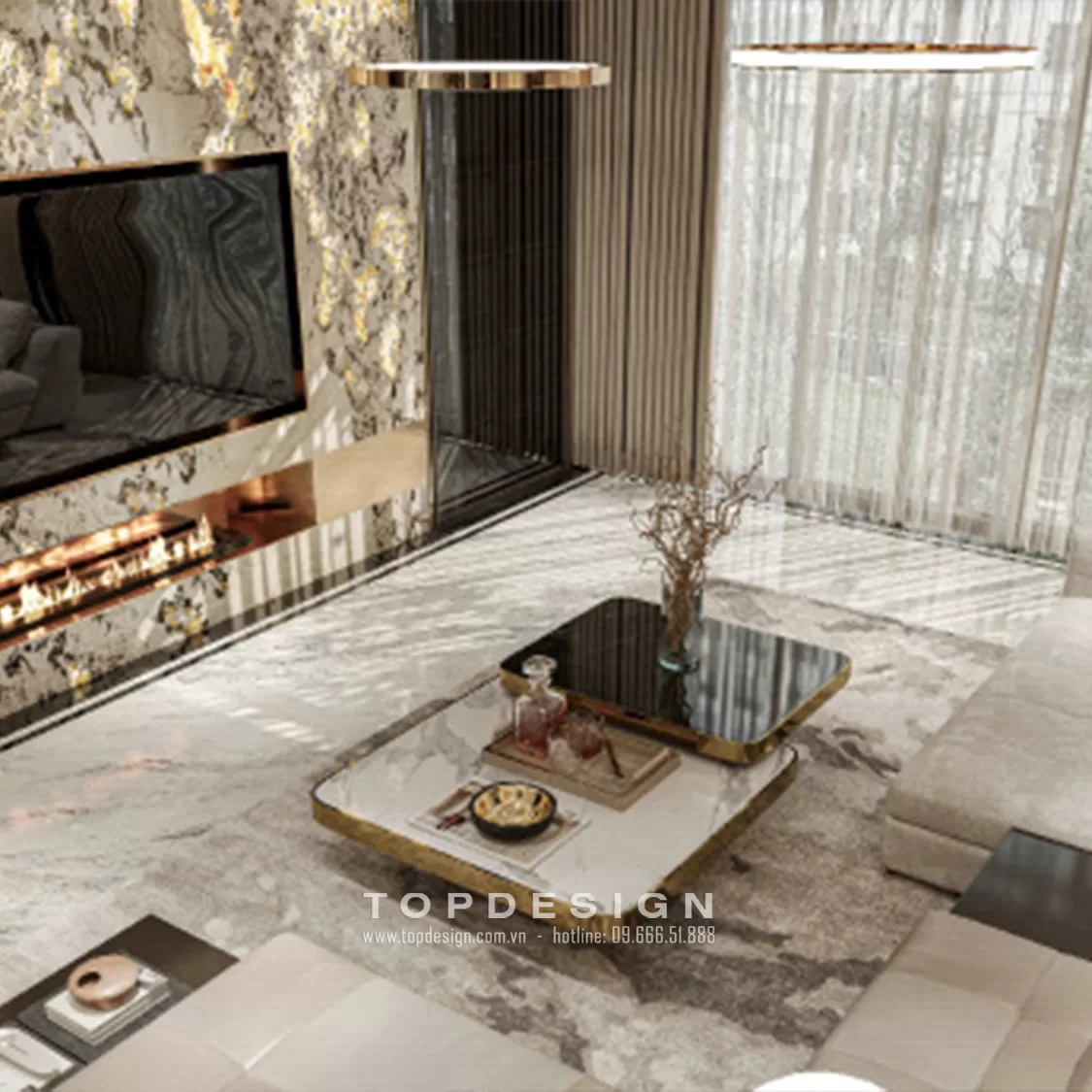 Thiết kế nội thất biệt thự Hado Charm Villas phong cách hiện đại- TOPDESIGN- phòng khách 1