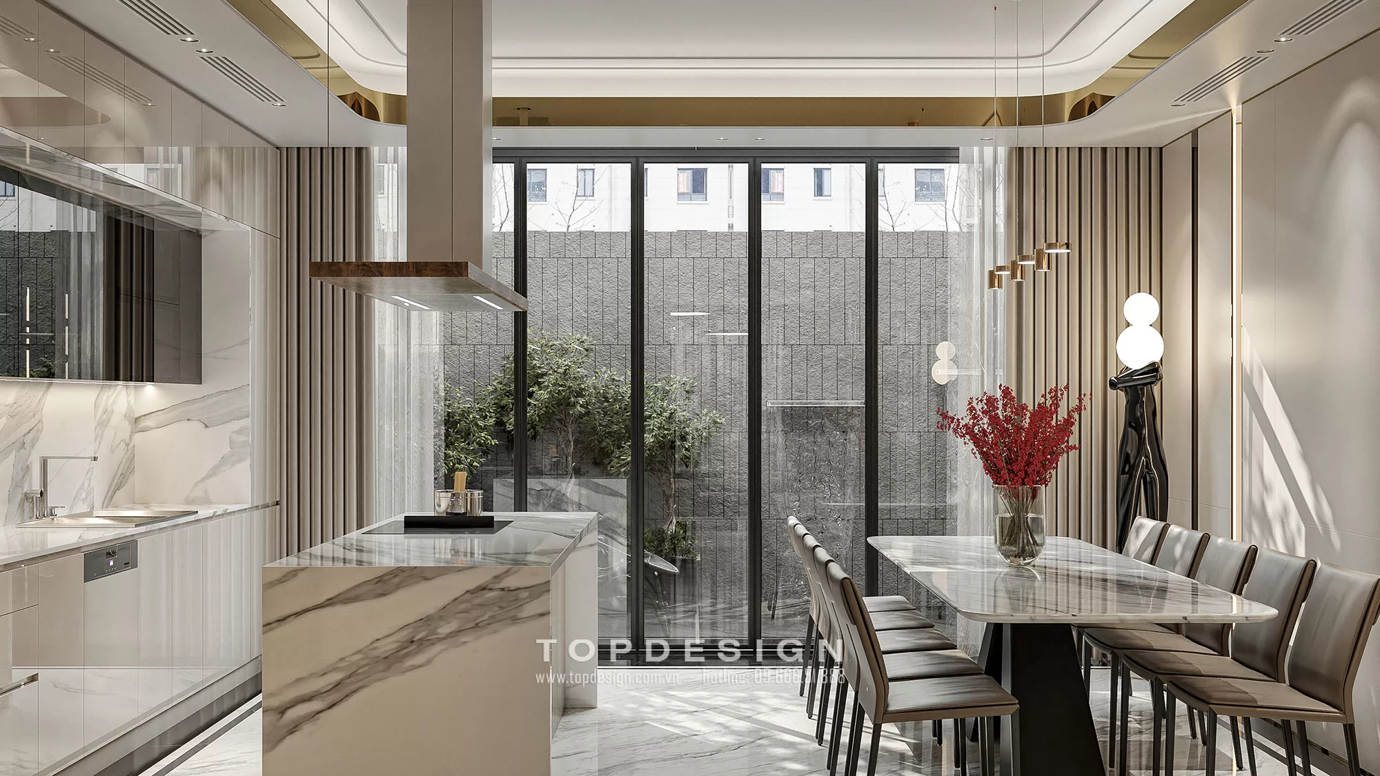 Thiết kế nội thất biệt thự Hado Charm Villas phong cách hiện đại- TOPDESIGN- phòng bếp 2