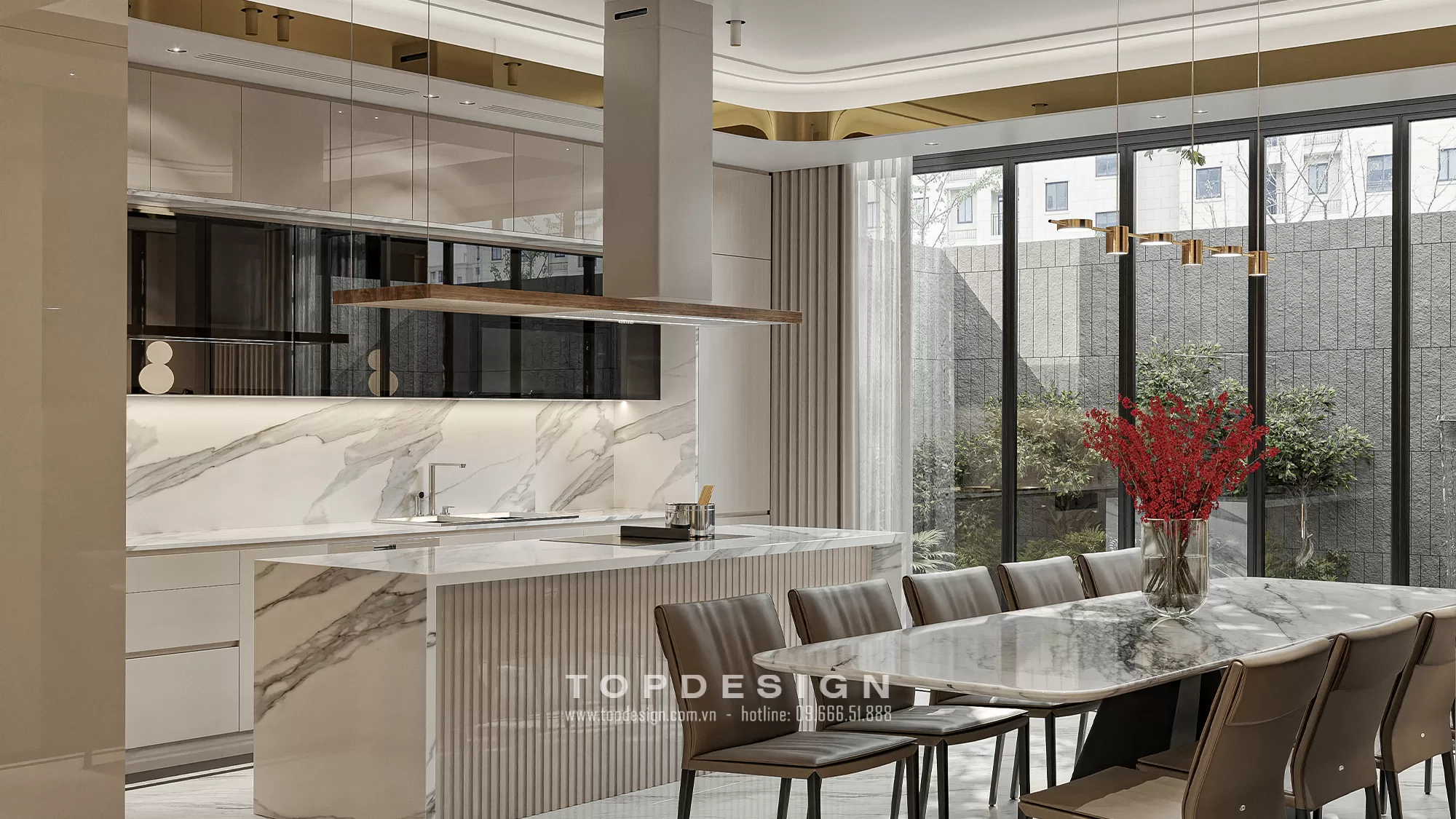 Thiết kế nội thất biệt thự Hado Charm Villas phong cách hiện đại- TOPDESIGN- phòng bếp 3