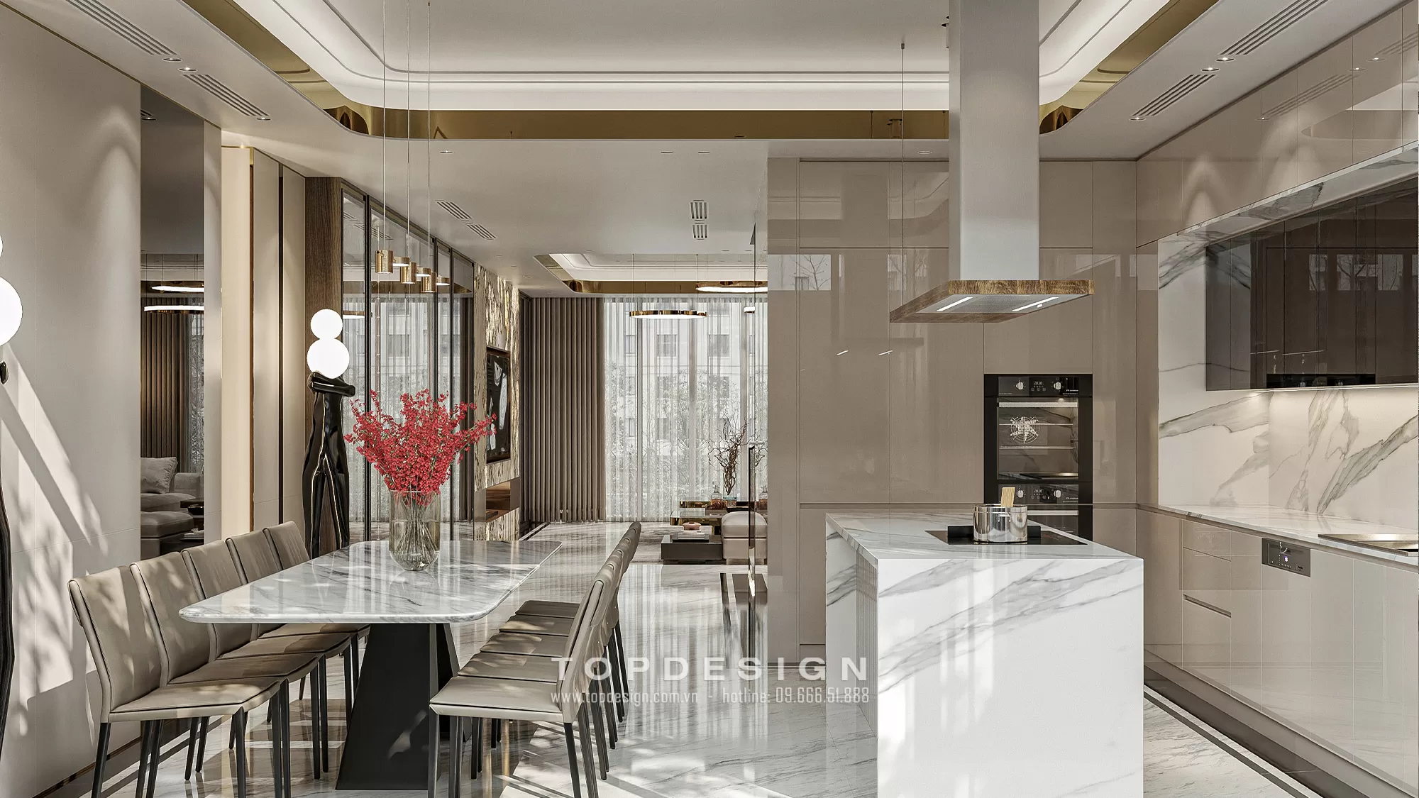 Thiết kế nội thất biệt thự Hado Charm Villas phong cách hiện đại- TOPDESIGN- phòng bếp 1