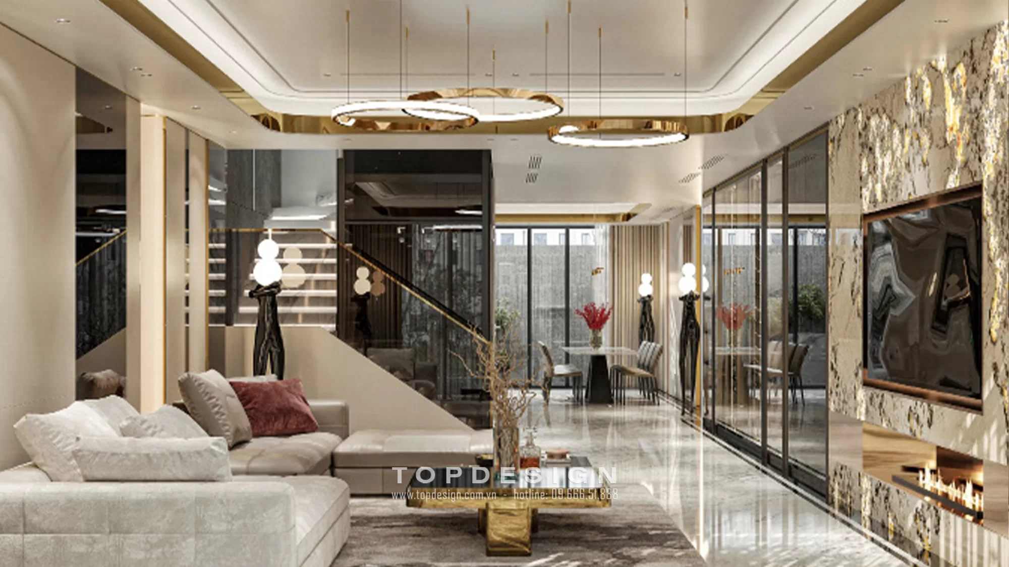 Thiết kế nội thất biệt thự Hado Charm Villas phong cách hiện đại- TOPDESIGN- phòng khách 2