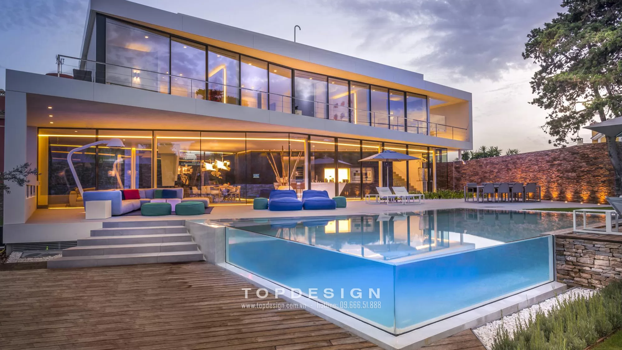 thiết kế nội thất biệt thự hiện đại có bể bơi - Topdesign -j2
