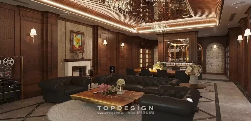 thiết kế nội thất biệt thự gỗ quý - TOPDESIGN - A