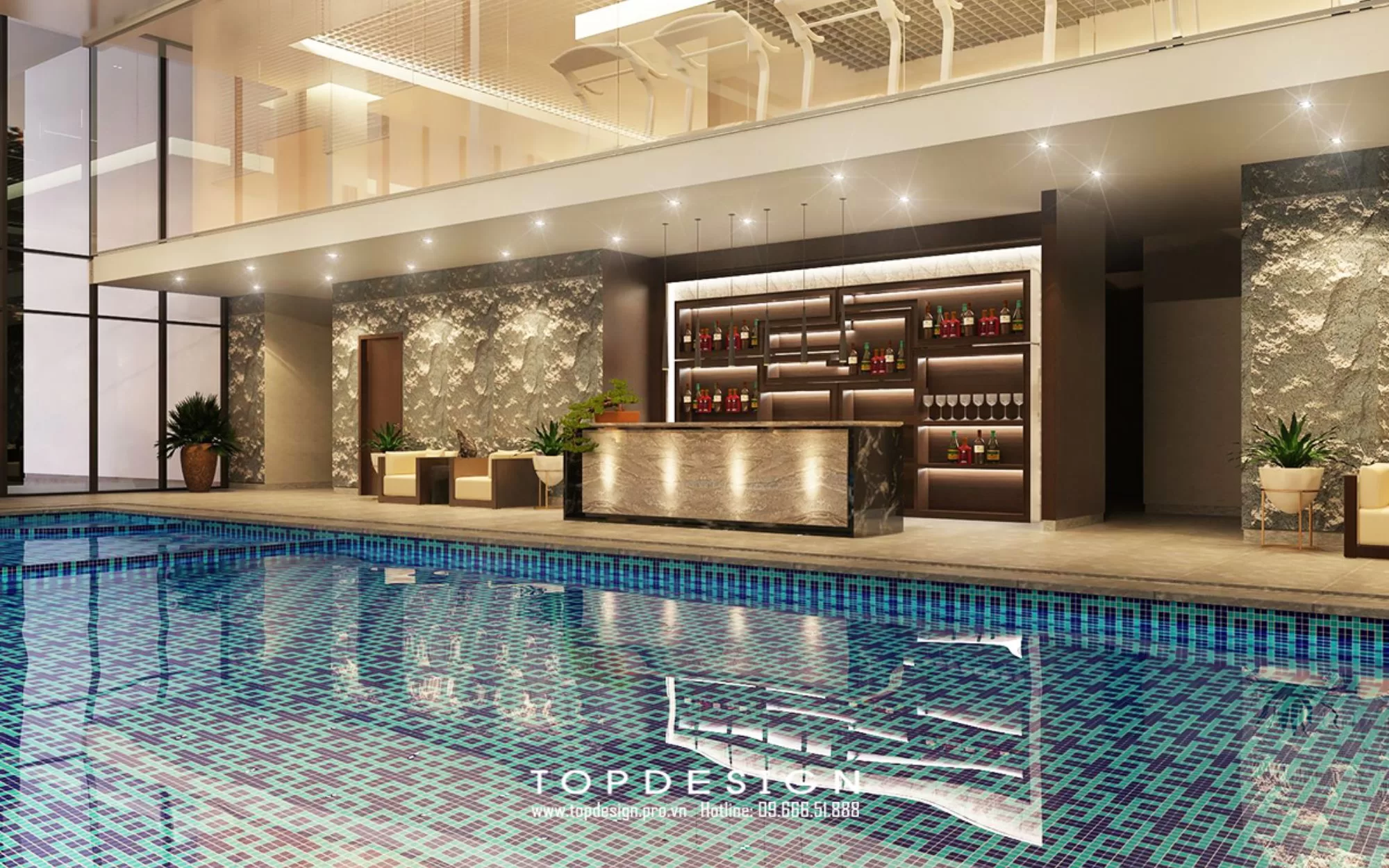 thiết kế nội thất biệt thự hiện đại có bể bơi - Topdesign -j4