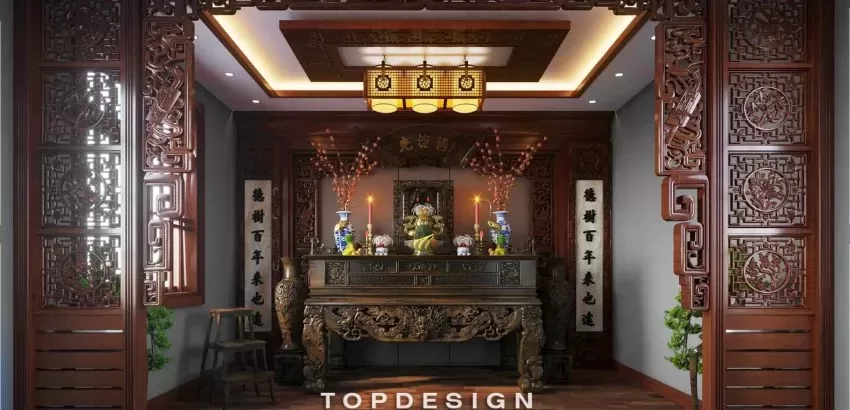 Thiết kế nội thất phòng thờ biệt thự - TOPDESIGN -k2