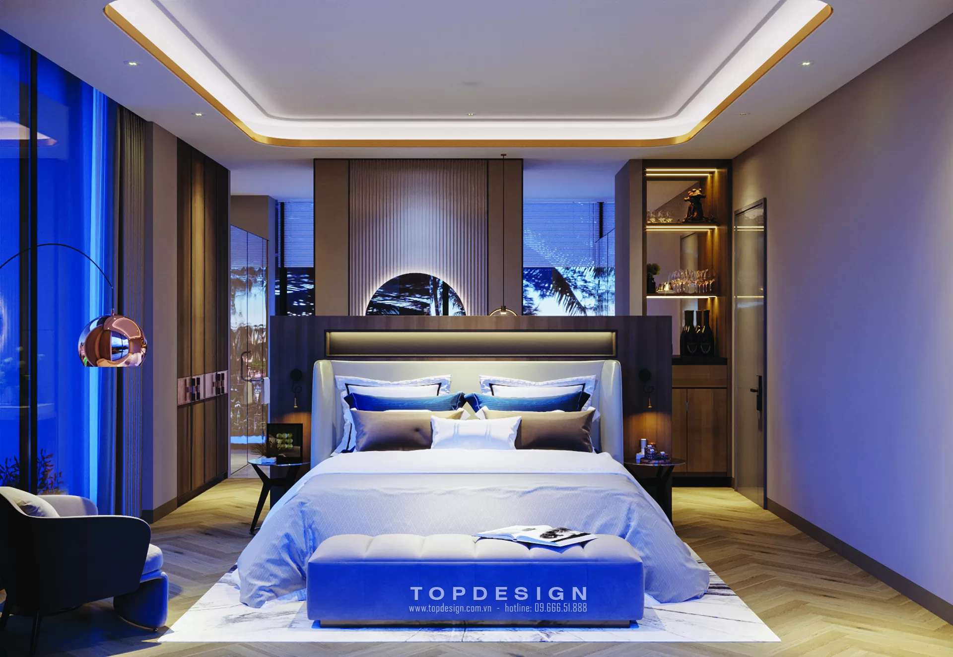 16. Thiết kế thi công Villa Quảng Bình - p. ngủ 2- Topdesign2