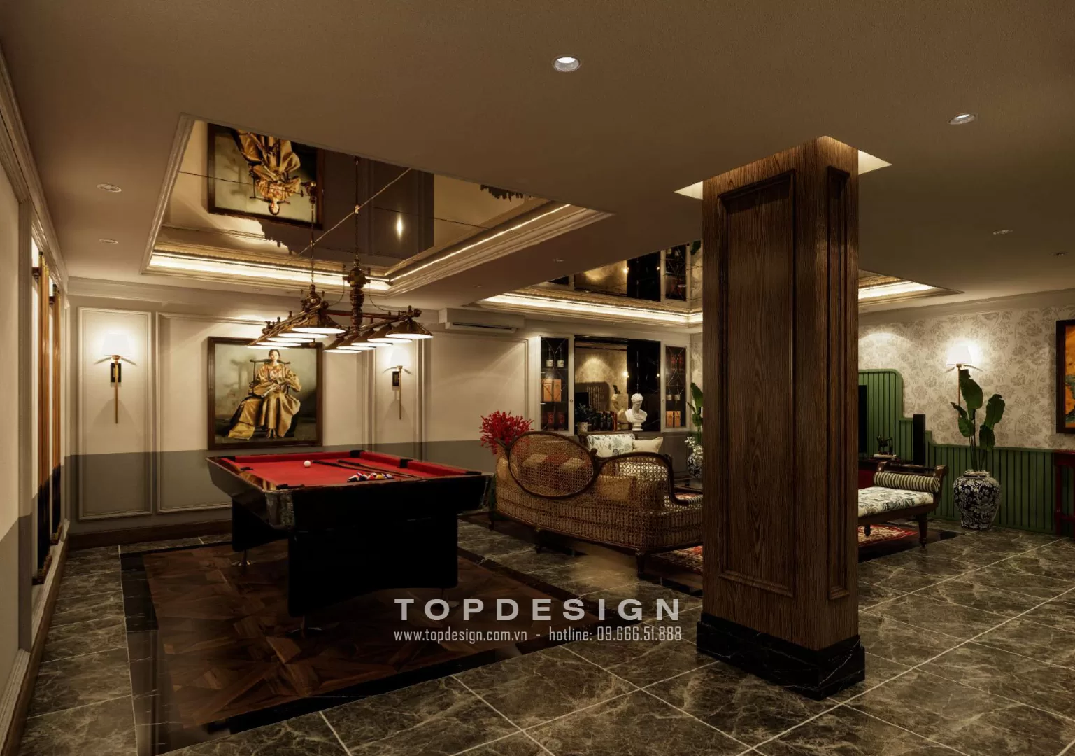 2. Thiết kế nội thất tầng hầm biệt thự sang trọng - TOPDESIGN- khu vực giải trí