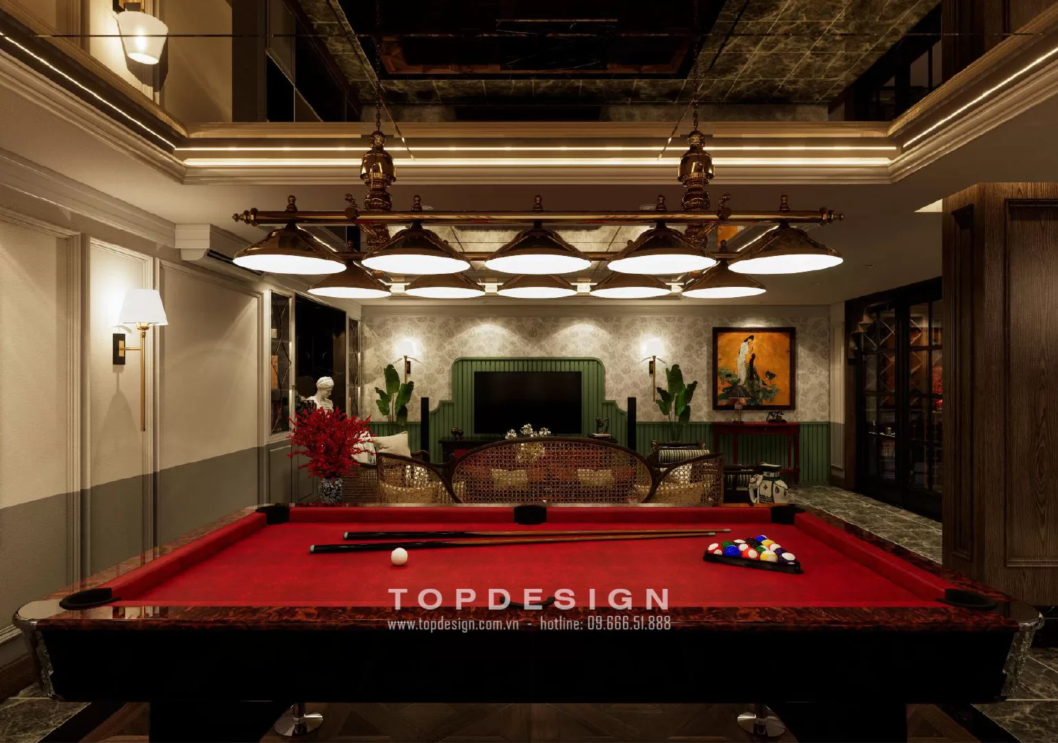 3. Thiết kế nội thất tầng hầm biệt thự sang trọng - TOPDESIGN- khu vực giải trí