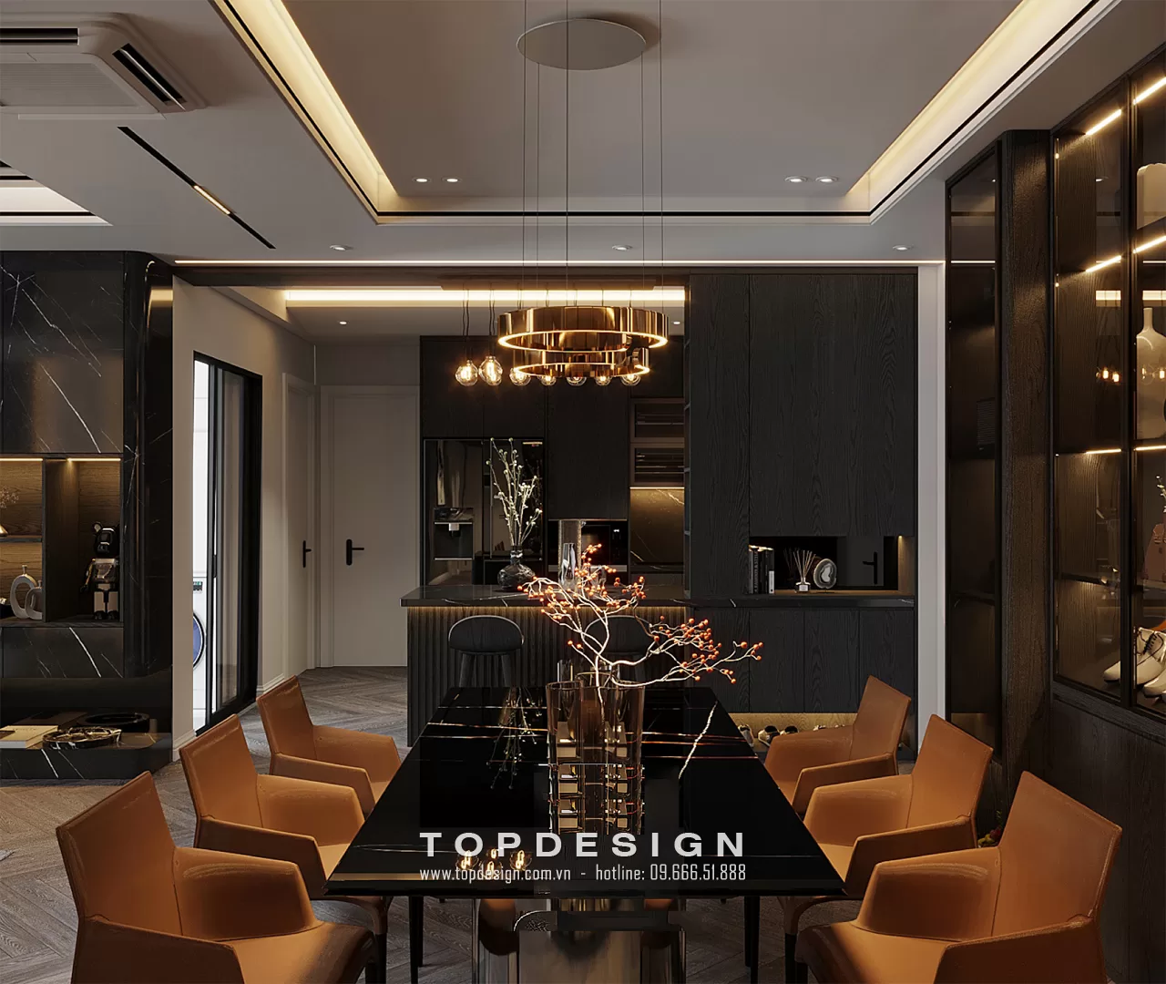 10. Thiết kế nội thất căn hộ chung cư cao cấp Diamond Residence Lê văn Lương- bếp ăn