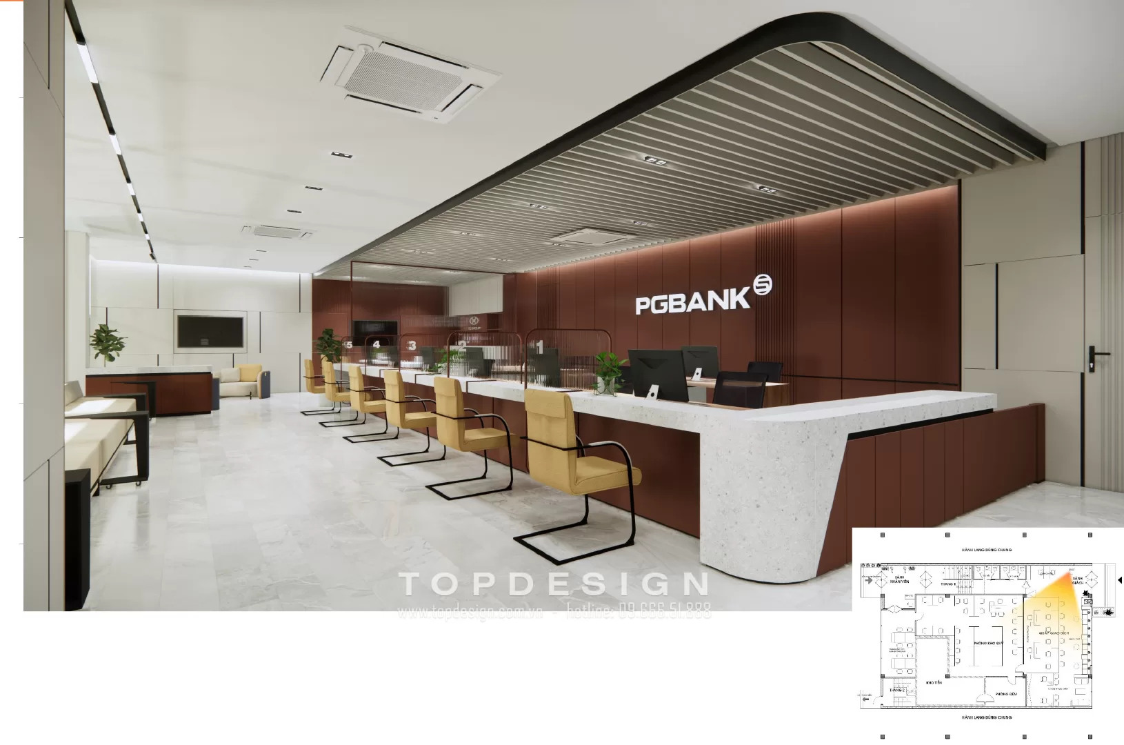 Thiết kế văn phòng ngân hàng PGbank-sảnh giao dịch-01