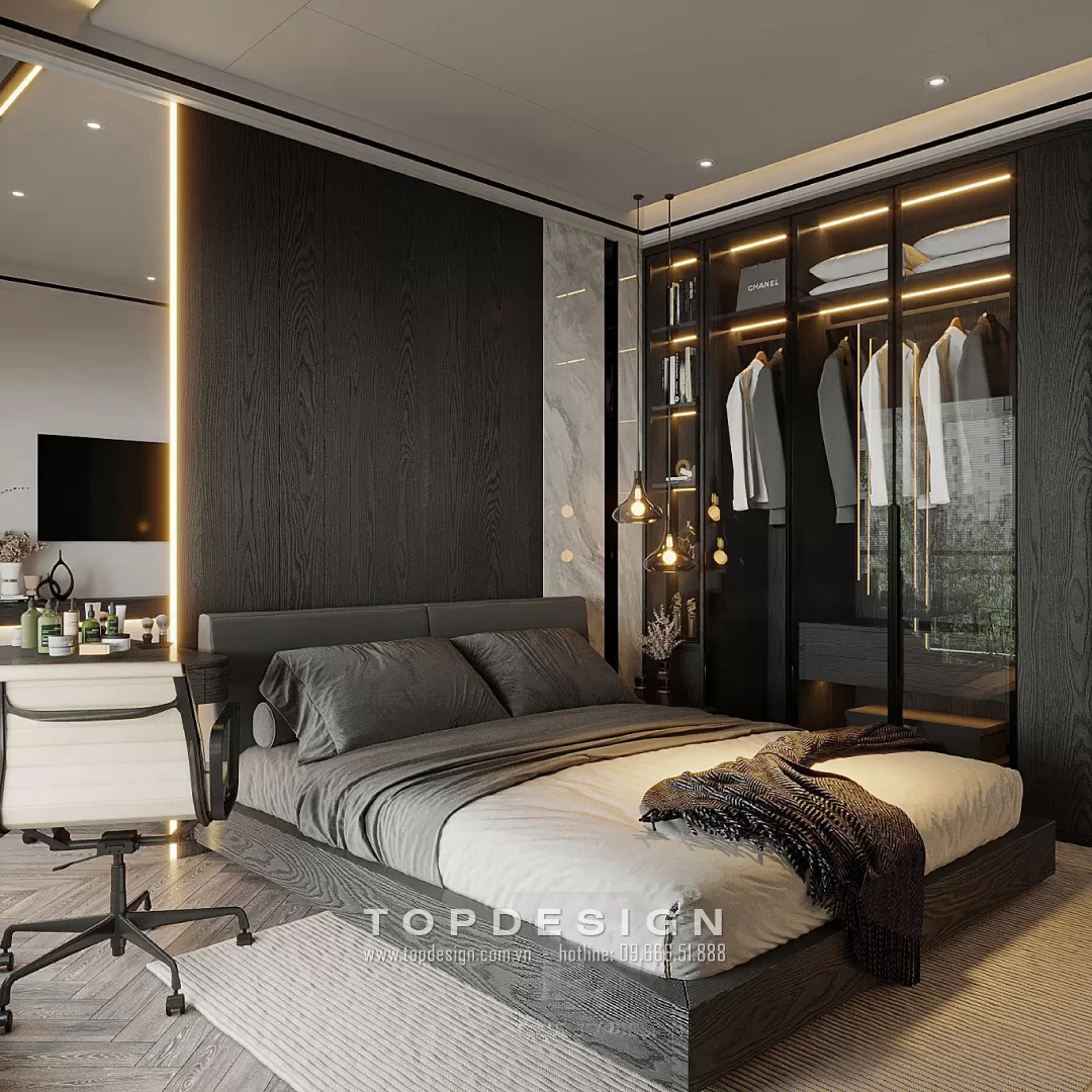 15. Thiết kế nội thất căn hộ chung cư cao cấp Diamond Residence Lê văn Lương- p ngủ master