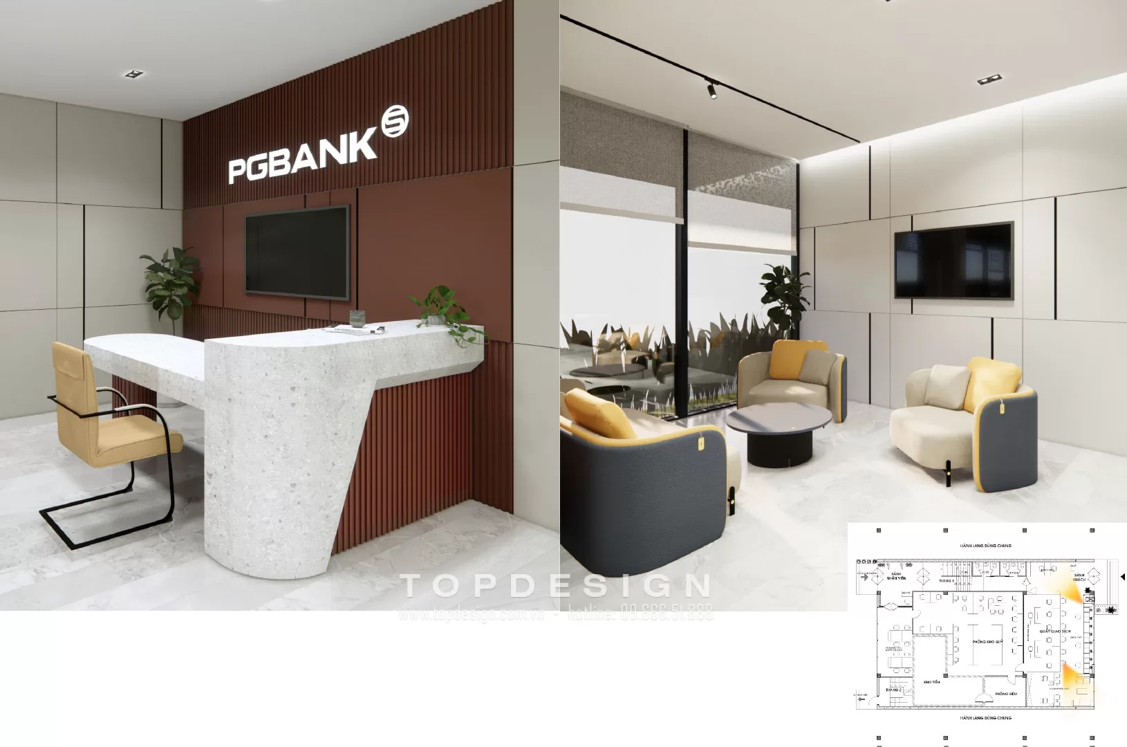 Thiết kế văn phòng ngân hàng PGbank-quầy tư vấn bảo hiểm-01