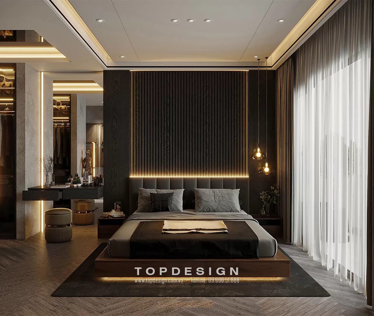17. Thiết kế nội thất căn hộ chung cư cao cấp Diamond Residence Lê văn Lương- p ngủ