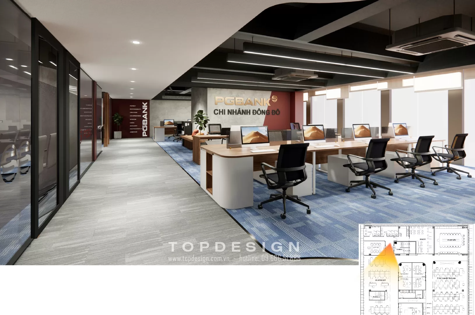 Thiết kế văn phòng ngân hàng PGbank-trung tâm tác nghiệp tín dụng-topdesign01