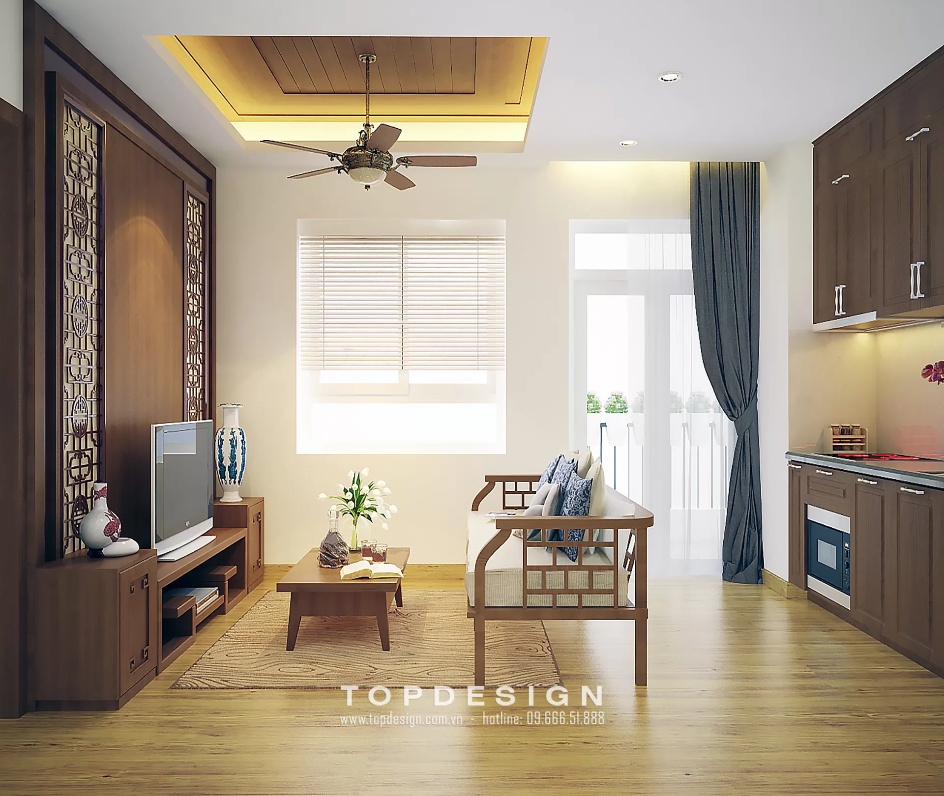 TOP - Thiết kế nội thất chung cư Thái Hà-P. khách -02