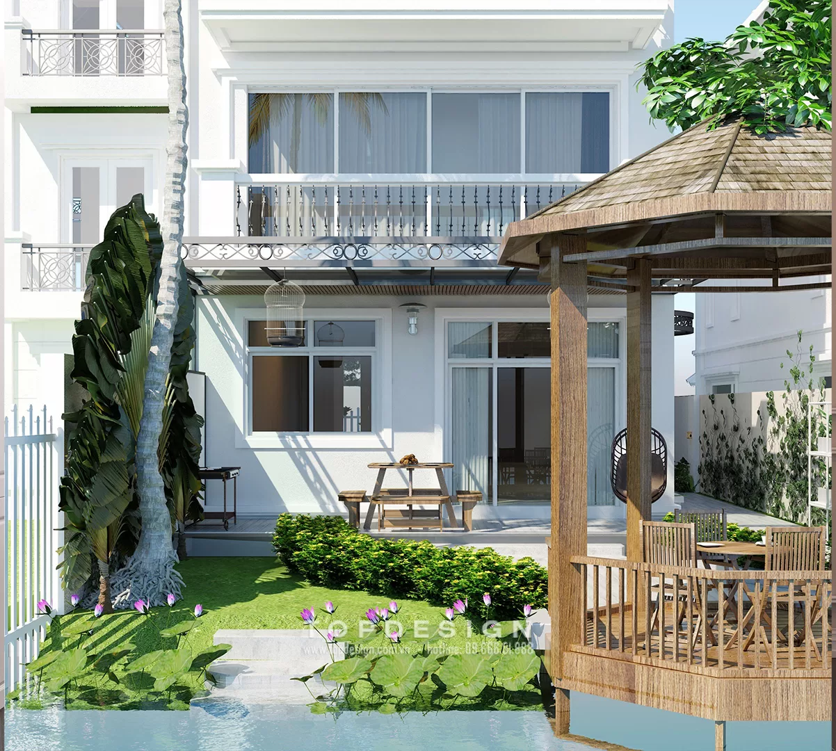 1.Thiết kế nội thất biệt thự Vinhomes Riverside khu hoa anh đào