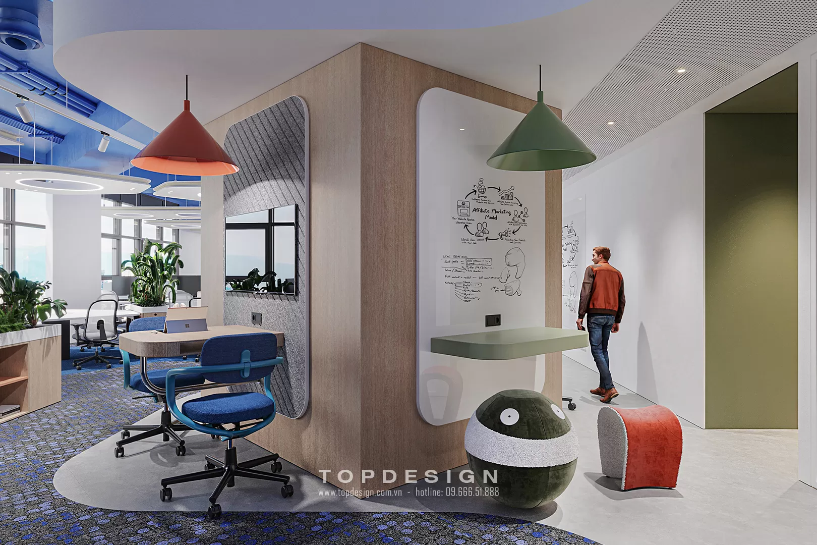 11.Thiết kế nội thất văn phòng công ty du lịch quốc tế Istanbul Travel- Khu làm việc tập chung