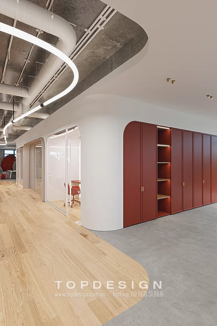 4. Thiết kế nội thất văn phòng công ty Game Office - khu vực hành lang