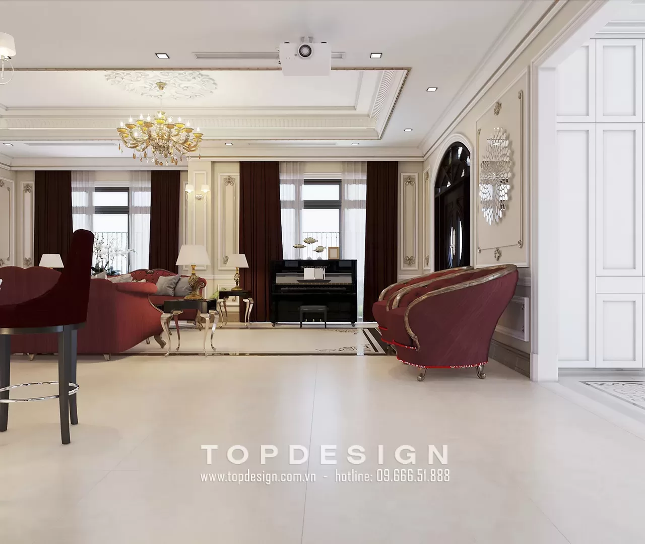 Thiết kế nội thất biệt thự phong cách tân cổ điển - TOPDESIGN - 9