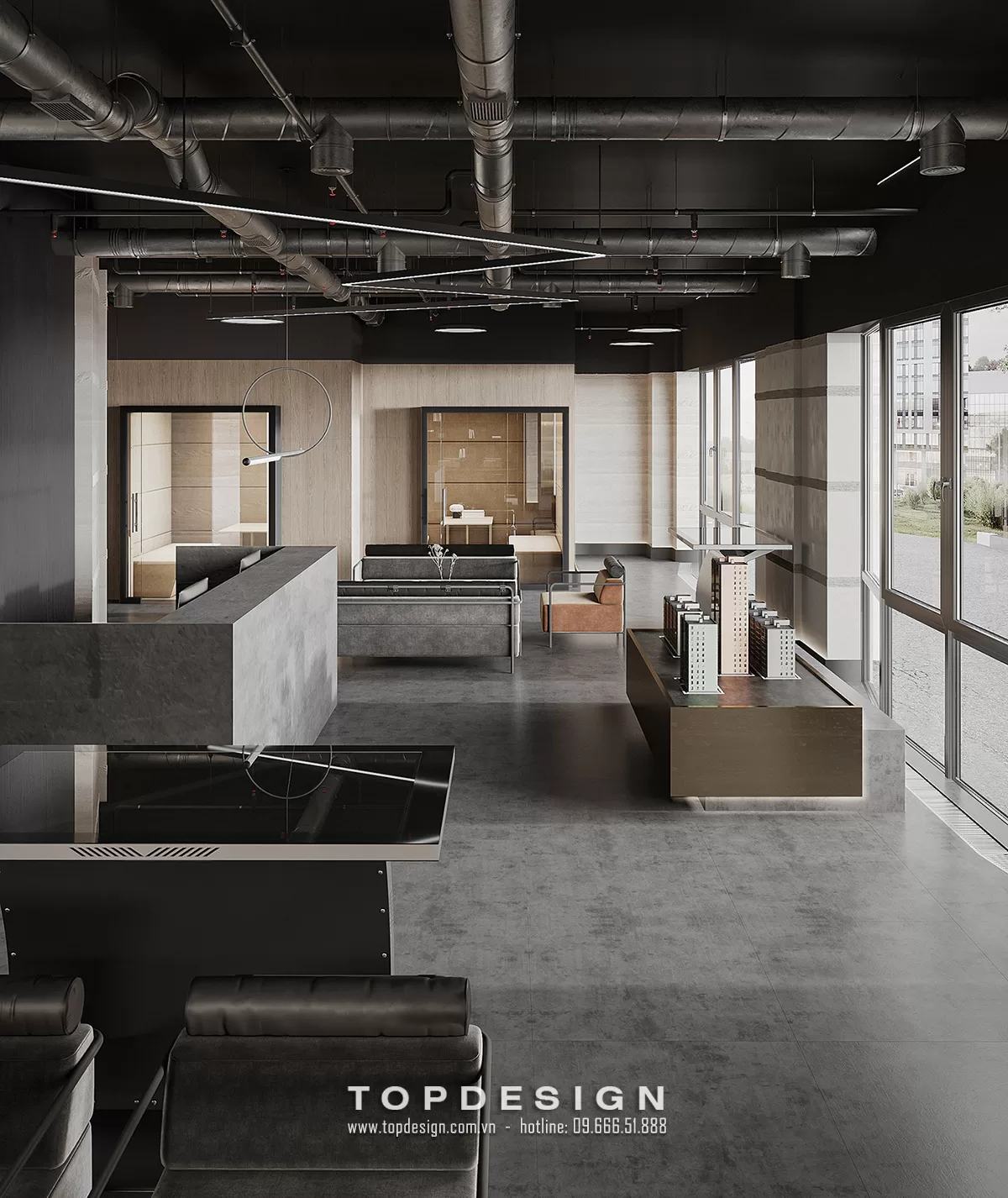 Mẫu thiết kế văn phòng phong cách công nghiệp - TOPDESIGN - 9