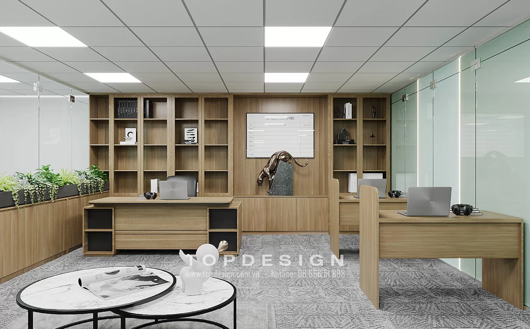 Thiết kế văn phòng gỗ tự nhiên - TOPDESIGN - 3