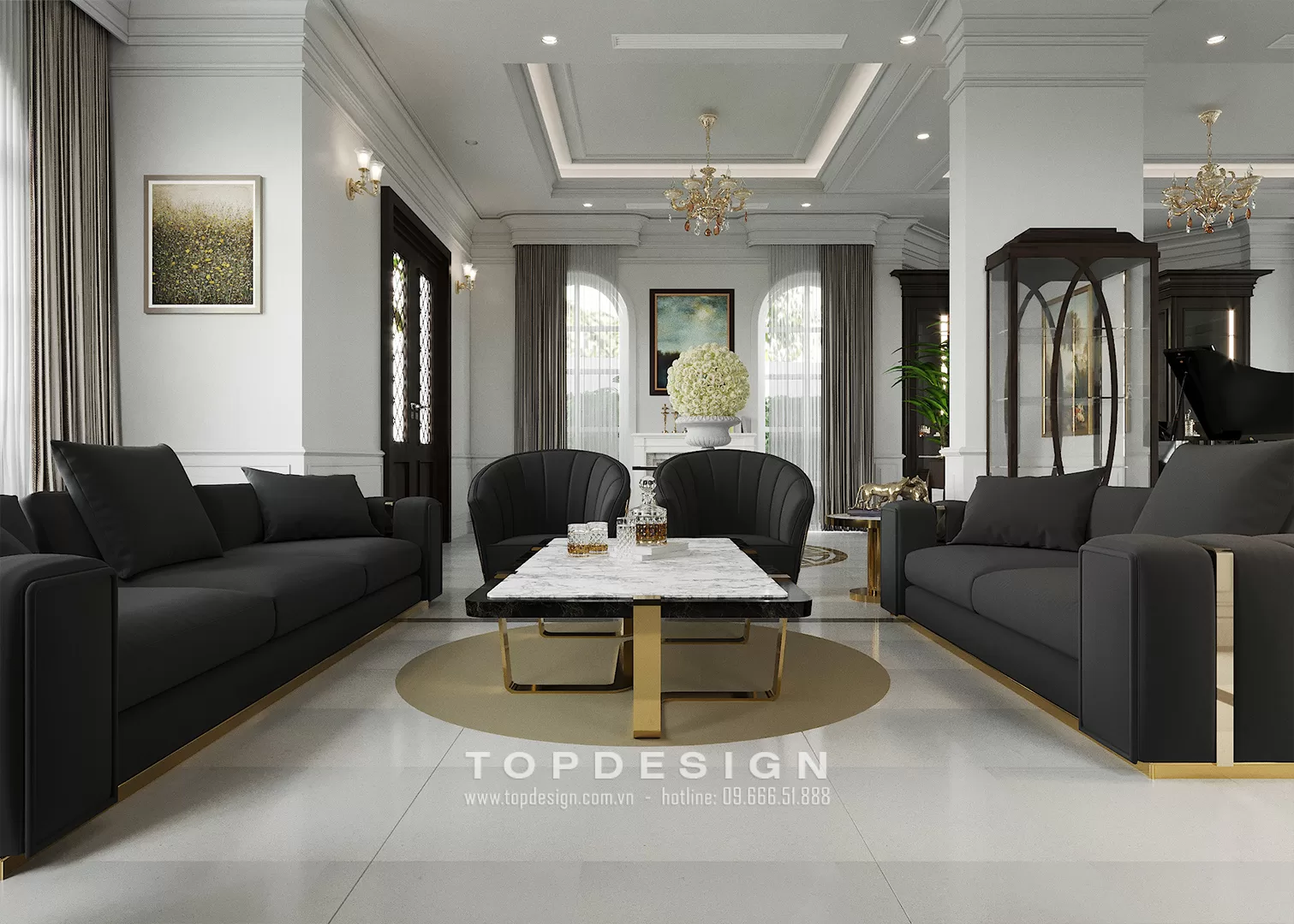 Thiết kế phòng khách tân cổ điển - TOPDESIGN - 12