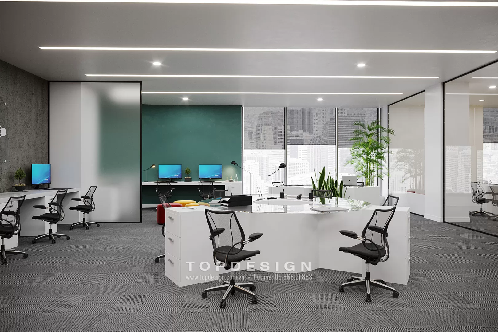 Thiết kế văn phòng AI OFFICE 270m2 Tại tòa nhà CMC Tower, Duy Tân, Hà Nội